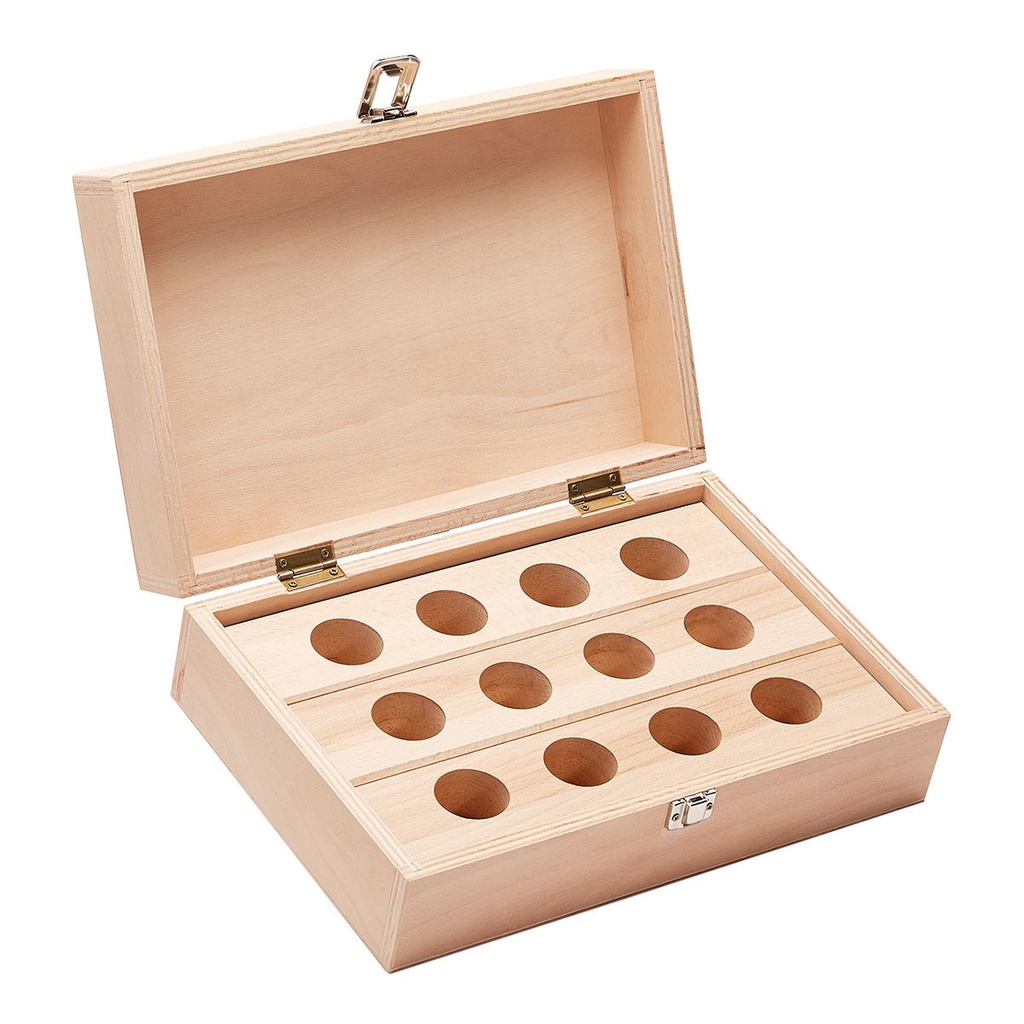 Kemmler Wooden boxes, empty - 12 holes Ø 41 mm for tapping adaptors size 2