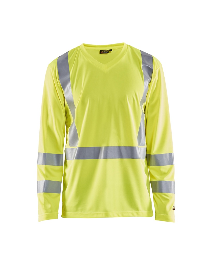 [338310113300 XXS] Blåkläder 3383 Highvis pitkähihainen t-paita, UV-suoja (Huomio keltainen, 2XS)