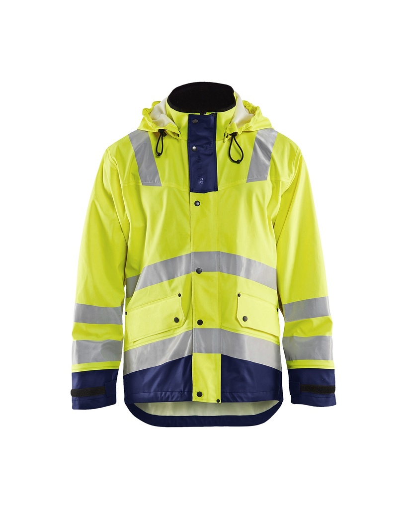 [430220033389 XXS] Blåkläder 4302 Raincoat, LEVEL 2 (Reflective Yellow/Marine Blue, 2XS)